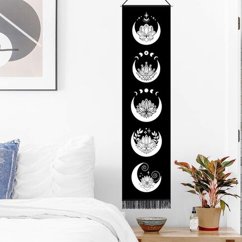 الأزهار القمر المتاعب نسيج القمر القمر جدار ديكور مجموعة من الهلال القمر نسيج الديكور لغرفة النوم السماوية نسيج لوتس زهرة نسيج ديكور المنزل الزهور معلقة جدار غرفة المعيشة ديكور in Kuwait