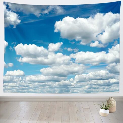 CORFOTO 60x50in نسيج السماء الزرقاء نسيج الغيوم البيضاء جدار الصورة نسيج الجدار شنقا السماء الزرقاء جدار نسيج لغرفة النوم غرفة المعيشة الجمالية كلية النوم ديكور غرفة الدراسة نافذة ديكور خلفية in Kuwait