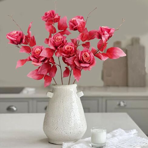 CISDUEO 4 PCS Artificial Flowers Roses Red Silk Flower Roses Bulk with Long Stems Single Fake Flowers for Wedding Bouquets Centerpieces Arrangements Party Home Decor Christmas Valentine's Day in Kuwait