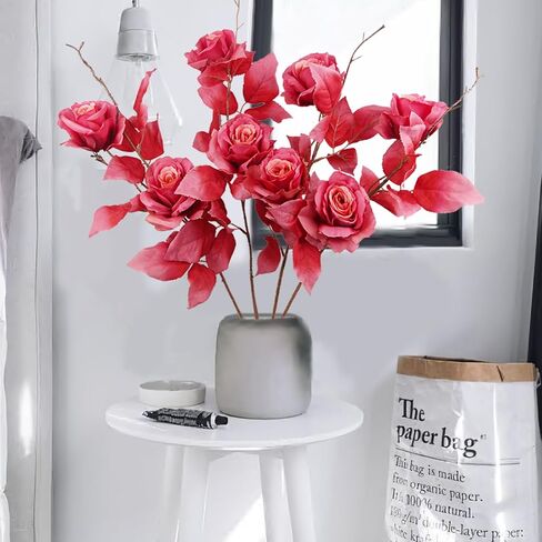 CISDUEO 4 PCS Artificial Flowers Roses Red Silk Flower Roses Bulk with Long Stems Single Fake Flowers for Wedding Bouquets Centerpieces Arrangements Party Home Decor Christmas Valentine's Day in Kuwait