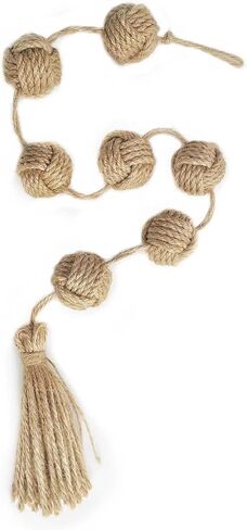 اي ال كيه برو اكليل كرات زخرفية من الجوت الريفي للتعليق على الحائط بنمط بوهو مع شرابات لتزيين المنزل وغرفة المعيشة الساحلية in Kuwait