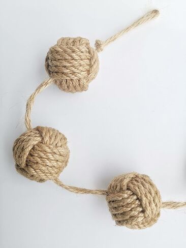 اي ال كيه برو اكليل كرات زخرفية من الجوت الريفي للتعليق على الحائط بنمط بوهو مع شرابات لتزيين المنزل وغرفة المعيشة الساحلية in Kuwait