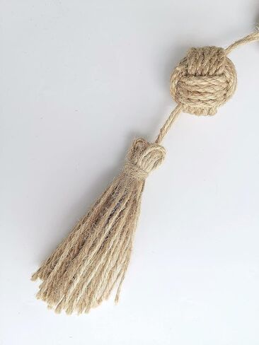 اي ال كيه برو اكليل كرات زخرفية من الجوت الريفي للتعليق على الحائط بنمط بوهو مع شرابات لتزيين المنزل وغرفة المعيشة الساحلية in Kuwait