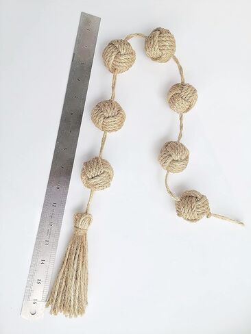 اي ال كيه برو اكليل كرات زخرفية من الجوت الريفي للتعليق على الحائط بنمط بوهو مع شرابات لتزيين المنزل وغرفة المعيشة الساحلية in Kuwait