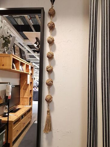 اي ال كيه برو اكليل كرات زخرفية من الجوت الريفي للتعليق على الحائط بنمط بوهو مع شرابات لتزيين المنزل وغرفة المعيشة الساحلية in Kuwait