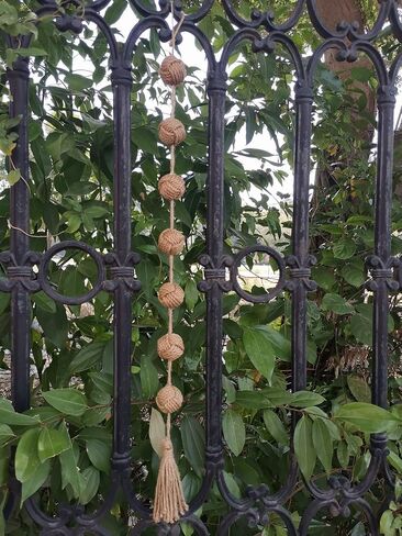 اي ال كيه برو اكليل كرات زخرفية من الجوت الريفي للتعليق على الحائط بنمط بوهو مع شرابات لتزيين المنزل وغرفة المعيشة الساحلية in Kuwait