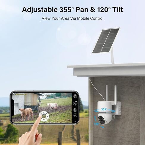كاميرا أمان خلوية SEHMUA 4G LTE في الهواء الطلق مع بطاقة SIM، عرض 360 درجة 2K بدون واي فاي، كاميرا أمان تعمل بالطاقة الشمسية، رؤية ليلية ملونة، محادثة ثنائية الاتجاه، كشف حركة PIR in Kuwait