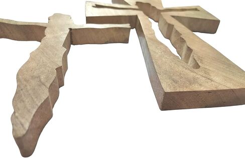 صليب جداري خشبي مصنوع يدويًا باسم يسوع، صلبان كاثوليكية مقدسة عتيقة، لوحة نحت زهور يسوع المسيح، ديكور مصلى للمنزل على شكل صليب كاثوليكي معلق، غرفة المعيشة (12 × 8 بوصة) in Kuwait