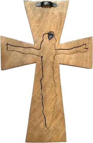 صليب جداري خشبي مصنوع يدويًا باسم يسوع، صلبان كاثوليكية مقدسة عتيقة، لوحة نحت زهور يسوع المسيح، ديكور مصلى للمنزل على شكل صليب كاثوليكي معلق، غرفة المعيشة (12 × 8 بوصة) in Kuwait