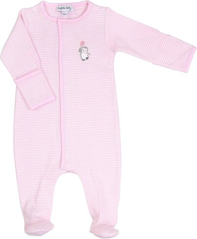 مجموعة بنطلونات Magnolia Baby Baby Girl Tiny Penguin Pink مطبوعة، مطرزة، بسحاب، ربطة قدم، بلاي سوت in Kuwait