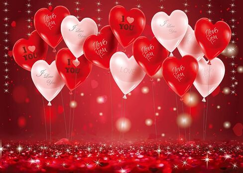 LTLYH 7x5ft خلفية عيد الحب عيد الحب الأحمر الحب القلب بالون ديكور راية خلفية عيد الحب صورة خلفية عيد الحب لوازم الحفلات 126 in Kuwait