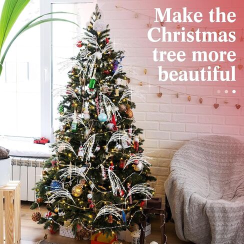 Hiboom 20 Pcs Glitter Christmas Picks Christmas Tree Decorative Stem Picks Artificial Glitter Stem Flower Arrangements for Christmas Tree Xmas Party Wedding Vase Decorations 21.6 Inch (Rose Red) in Saudi Arabia