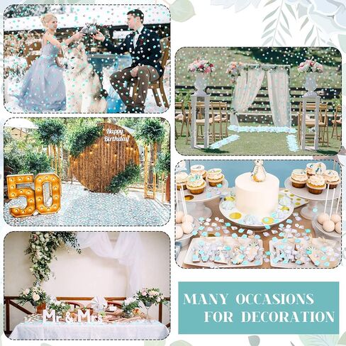 1800 Pieces Flower Petals for Weddings Flower Confetti Silk Rose Artificial Petals Turquoise Flower Petals for Baby Shower Centerpieces Flower Girl Decoration (Teal, White, Silver) in Kuwait