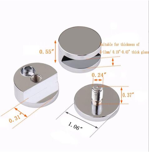 bjsdkff 4 Pcs Mirror Clip, Round Shape Wall-Mounted Mirrors Bracket, Glass Clips Clamps Holder for 5-11mm Thick Mirror Bathroom Mirrors Supporting Sheet Nail Dresser Mirror Fixed Fitting (Black) in Kuwait