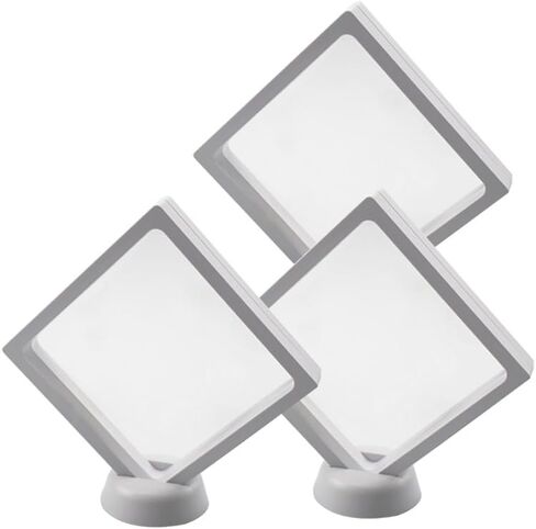 BCLP 4.33" PET Membrane White Floating Frame Display Holder with Stands for Coin Jewelry Medals 3D Display - Set of 3 in Saudi Arabia