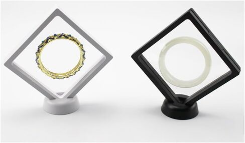 BCLP 4.33" PET Membrane White Floating Frame Display Holder with Stands for Coin Jewelry Medals 3D Display - Set of 3 in Saudi Arabia