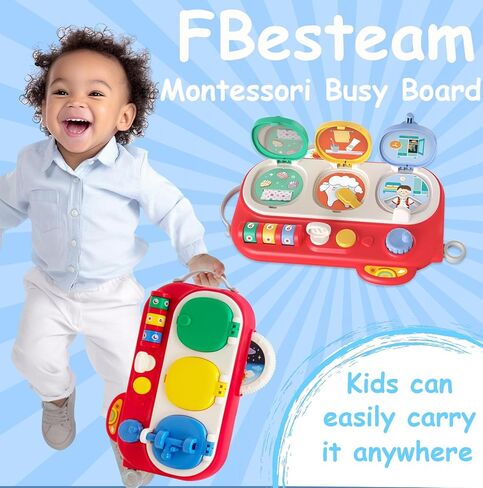 لوحة مشغولة للأطفال الصغار من FBesteam - ألعاب مونتيسوري لعمر 1 2 3 4 سنوات من الأولاد والبنات الحسية، أساسيات السفر بالطائرة للأطفال بعمر 18 شهرًا، تعلم المهارات الحركية الدقيقة، هدايا عيد ميلاد الأطفال الصغار in Kuwait