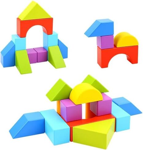 Cutie Pie Toys Blocks Stacking Game, 3D Puzzle and Problem Solving, 20 Pattern Activity Cards, 13 Shapes, for Toddlers & Preschoolers, Ages 1+ in Kuwait