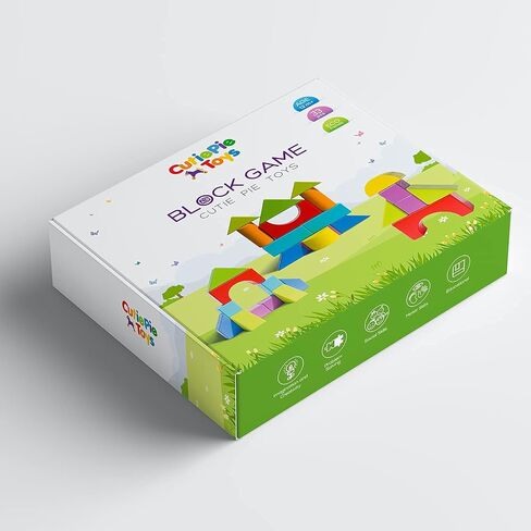 Cutie Pie Toys Blocks Stacking Game, 3D Puzzle and Problem Solving, 20 Pattern Activity Cards, 13 Shapes, for Toddlers & Preschoolers, Ages 1+ in Kuwait