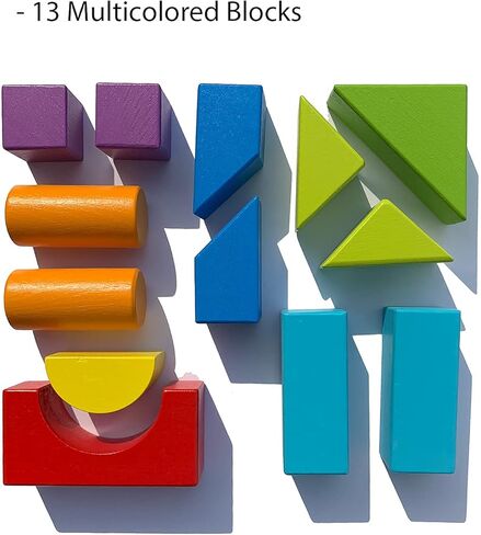 Cutie Pie Toys Blocks Stacking Game, 3D Puzzle and Problem Solving, 20 Pattern Activity Cards, 13 Shapes, for Toddlers & Preschoolers, Ages 1+ in Kuwait