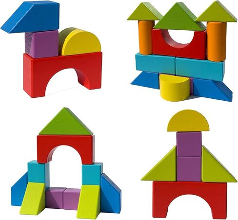 Cutie Pie Toys Blocks Stacking Game, 3D Puzzle and Problem Solving, 20 Pattern Activity Cards, 13 Shapes, for Toddlers & Preschoolers, Ages 1+ in Kuwait