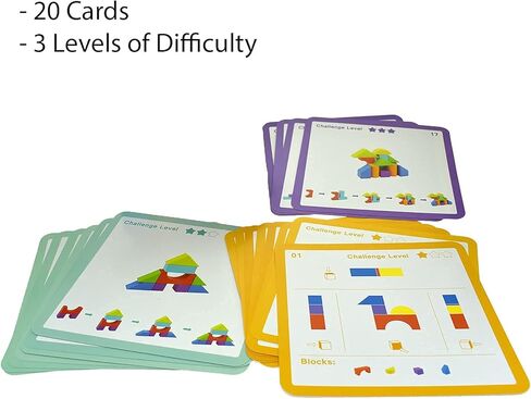 Cutie Pie Toys Blocks Stacking Game, 3D Puzzle and Problem Solving, 20 Pattern Activity Cards, 13 Shapes, for Toddlers & Preschoolers, Ages 1+ in Kuwait