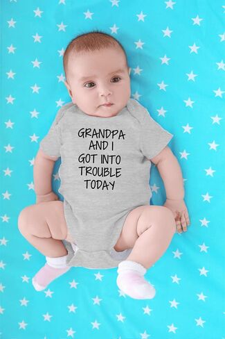CBTwear Grandpa and I Got Into Trouble Today - Best Grandpa Ever - Cute Infant One-Piece Baby Bodysuit in Saudi Arabia