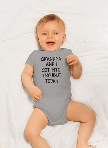 CBTwear Grandpa and I Got Into Trouble Today - Best Grandpa Ever - Cute Infant One-Piece Baby Bodysuit in Saudi Arabia