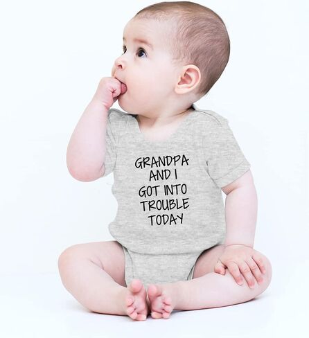CBTwear Grandpa and I Got Into Trouble Today - Best Grandpa Ever - Cute Infant One-Piece Baby Bodysuit in Saudi Arabia