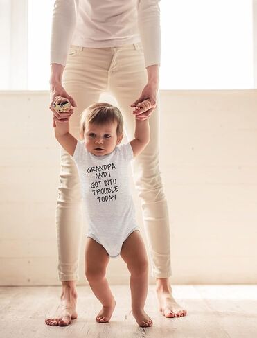 CBTwear Grandpa and I Got Into Trouble Today - Best Grandpa Ever - Cute Infant One-Piece Baby Bodysuit in Saudi Arabia