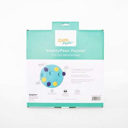 ZippyPaws - SmartyPaws - لعبة ألغاز للكلاب - 3 في 1 لعبة ألغاز تفاعلية للكلاب، تعلم مهارات حل المشكلات، باللون الأزرق المخضر in Kuwait