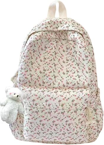 حقيبة ظهر CHERSE اللطيفة مع ملحقات الدب الجمالية Kawaii stuff Y2K حقيبة ظهر Preppy كتف كتب (أسود) in Kuwait