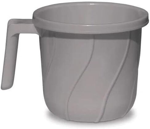 VAKRATUNDA KITCHENWARES Premium BPA Free Plastic Mugs for Bathroom, Bath Mug, Stripes Design Bathing Mugs Dabba Camping Mug, 50 Ounce Capacity (Grey, 1) in Saudi Arabia
