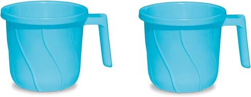 VAKRATUNDA KITCHENWARES Premium BPA Free Plastic Mugs for Bathroom, Bath Mug, Stripes Design Bathing Mugs Dabba Camping Mug, 50 Ounce Capacity (Grey, 1) in Saudi Arabia