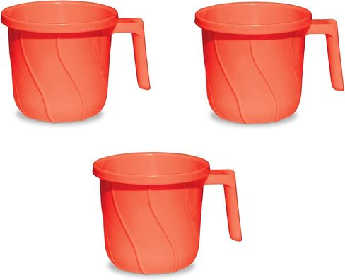 VAKRATUNDA KITCHENWARES Premium BPA Free Plastic Mugs for Bathroom, Bath Mug, Stripes Design Bathing Mugs Dabba Camping Mug, 50 Ounce Capacity (Grey, 1) in Saudi Arabia