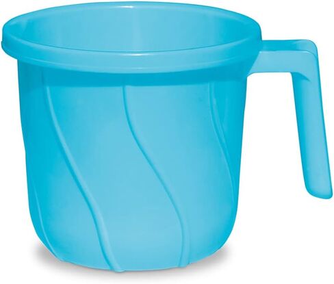 VAKRATUNDA KITCHENWARES Premium BPA Free Plastic Mugs for Bathroom, Bath Mug, Stripes Design Bathing Mugs Dabba Camping Mug, 50 Ounce Capacity (Grey, 1) in Saudi Arabia