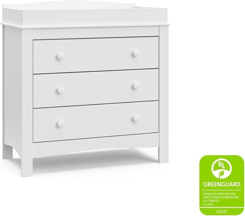 جراكو خزانة بـ3 ادراج مع جزء علوي لتغيير الحفاضات من نوح، خزانة ملابس للاطفال والرضع، تصميم عالمي لغرفة نوم الاطفال، رمادي محبب in Kuwait