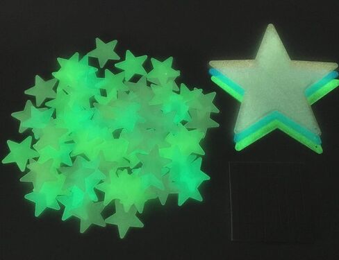 HoneyToys 204PCS 1.2" Luminous Stars Fluorescent Noctilucent Plastic Wall Stickers Decals for Home Ceiling Wall Baby Kids Bedroom (Yellow) in Kuwait