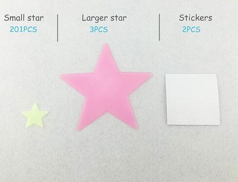 HoneyToys 204PCS 1.2" Luminous Stars Fluorescent Noctilucent Plastic Wall Stickers Decals for Home Ceiling Wall Baby Kids Bedroom (Yellow) in Kuwait