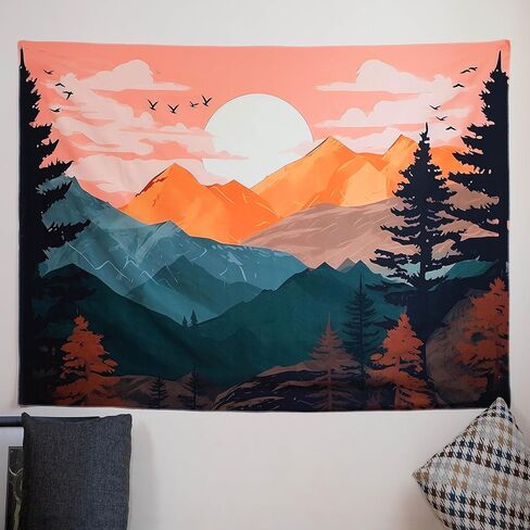 بساط حائط للتعليق على الحائط للغرفة بنمط جبال الغابات من زوين in Kuwait