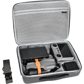 يتيث شنطة حمل لجهاز دي جيه اي اير 3، شنطة كتف محمولة للسفر من جلد البولي يوريثين لطائرات درون دي جيه اي اير 3 فلاي مور كومبو مع وحدة تحكم دي جيه اي ار سي 2 وملحقات اخرى (رمادي) in Kuwait