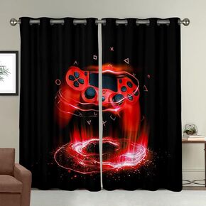 Gamer Thermal Curtains for Bedroom Gamer Gaming Room Curtain for Boys Teens Kids Geometric Triangle Circle Window Draperies - Thermal Insulated Room Curtains for Living Room, 2 Window Curtain Panels in Kuwait