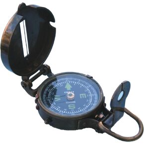 الاستنساخ العسكري الحرب العالمية الثانية Lensatic البوصلة | بوصلة جيب نحاسية عتيقة محفورة مخصصة | حقيبة جلدية اختيارية أو صندوق من الخشب الصلب in Kuwait