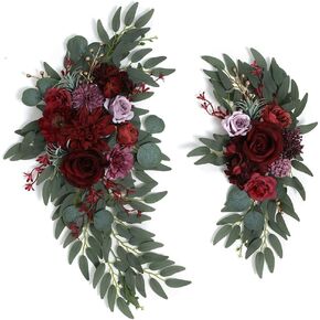 زهرة اصطناعية غنيمة زفاف قوس الزهور مجموعة من 2 ترتيبات غنيمة زهرة الورد لحفل زفاف علامة حفل الترحيب وخلفية الاستقبال زخرفة الزهور (الوردي) in Kuwait