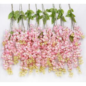 6 قطع من DearHouse صناعية كبيرة من الوستارية الصناعية المزيفة من كرمة راتا للتعليق على شكل إكليل من الحرير وحفلات الزفاف وديكور المنزل (أزرق) in Kuwait