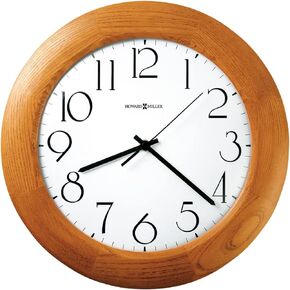 Howard Miller Franklin Wall Clock 547-682 – 12.75-Inch Champagne Oak Finish, Modern Convex Glass Crystal, Round Home Decor, White Dial, Quartz Movement Timepiece