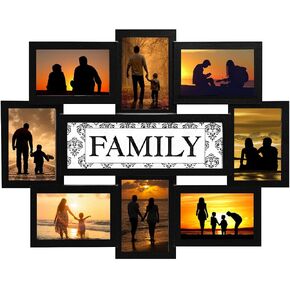 J.M.Deco 8 Opening Family Reunion Photo Frames, Collage Picture Frames for Wall Decor, Reunion Friends Memory Photo Frame Selfie Gallery Collage, Wall Hanging for 4x6 Picture Frames Black