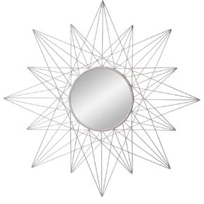 Patton Wall Decor 36" Silver Round Geometric Sunburst Wall Accent Mirror in Kuwait