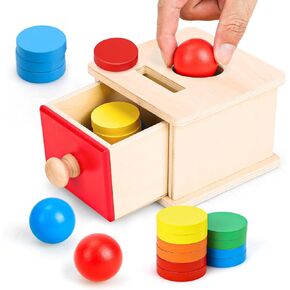 TOY Life Montessori Toys Object Permanence Box Toys 2 في 1 لعبة قطرة الكرة الخشبية وصندوق العملات المعدنية ألعاب مونتيسوري للأطفال من عمر 6 إلى 12 شهرًا ألعاب خشبية لعمر 1+ سنة هدايا ألعاب تطوير الطفل للأطفال الصغار in Saudi Arabia
