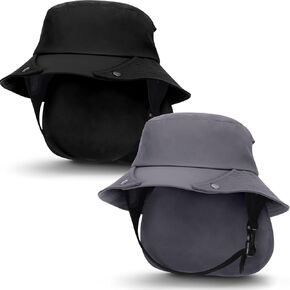 قطعتان من قبعات ركوب الأمواج للرجال والنساء مع اشرطة للذقن، قبعات شمس للمشي لمسافات طويلة وركوب الامواج والتخييم وركوب القوارب والرياضات المائية، اسود، مقاس واحد, أسود, مقاس واحد in Kuwait